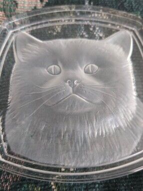 Cristal D'arques Frosted Cat Trinket Dish with Lid